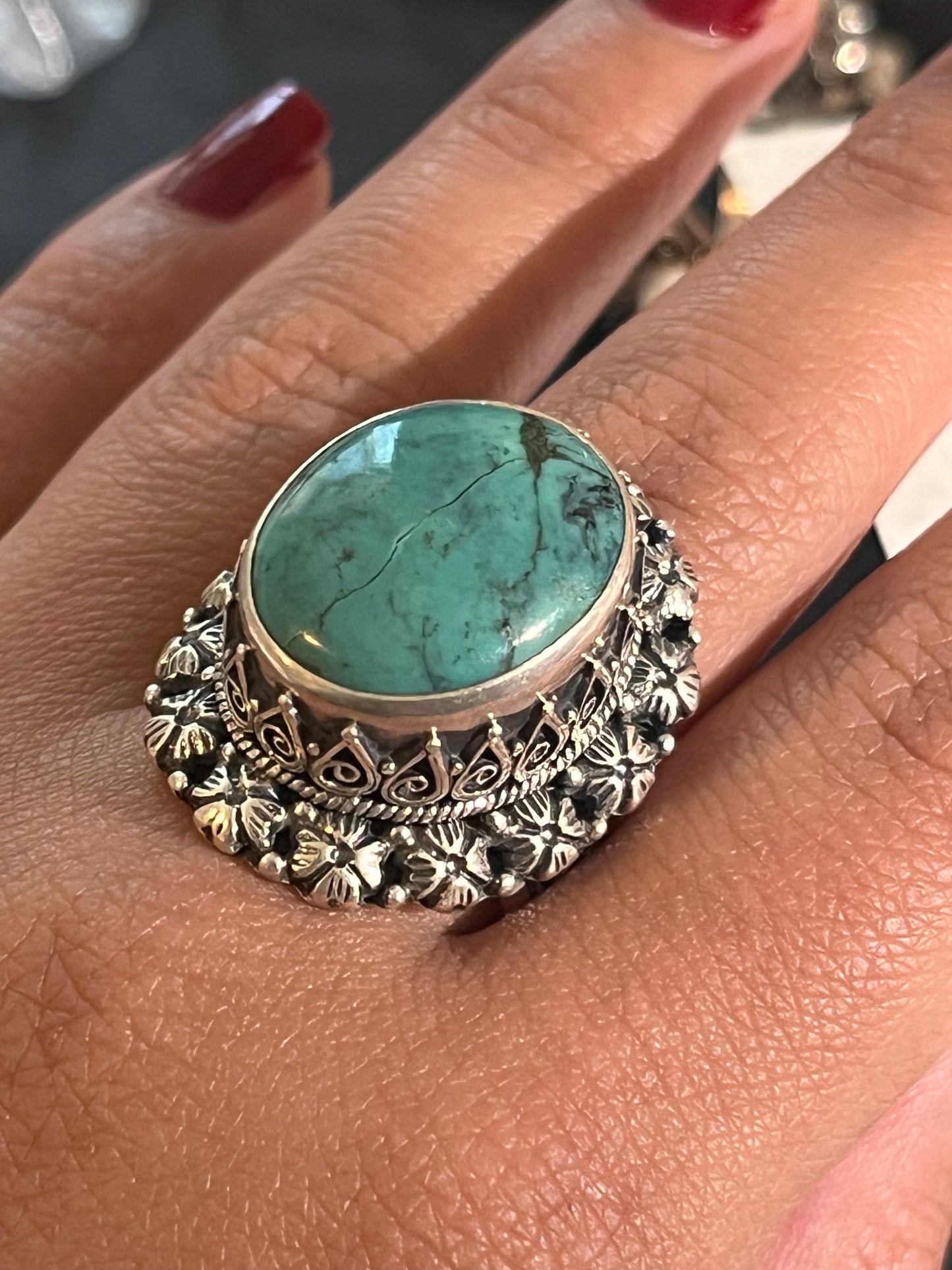 Statement Natural Turquoise Rings/Sterling Silver