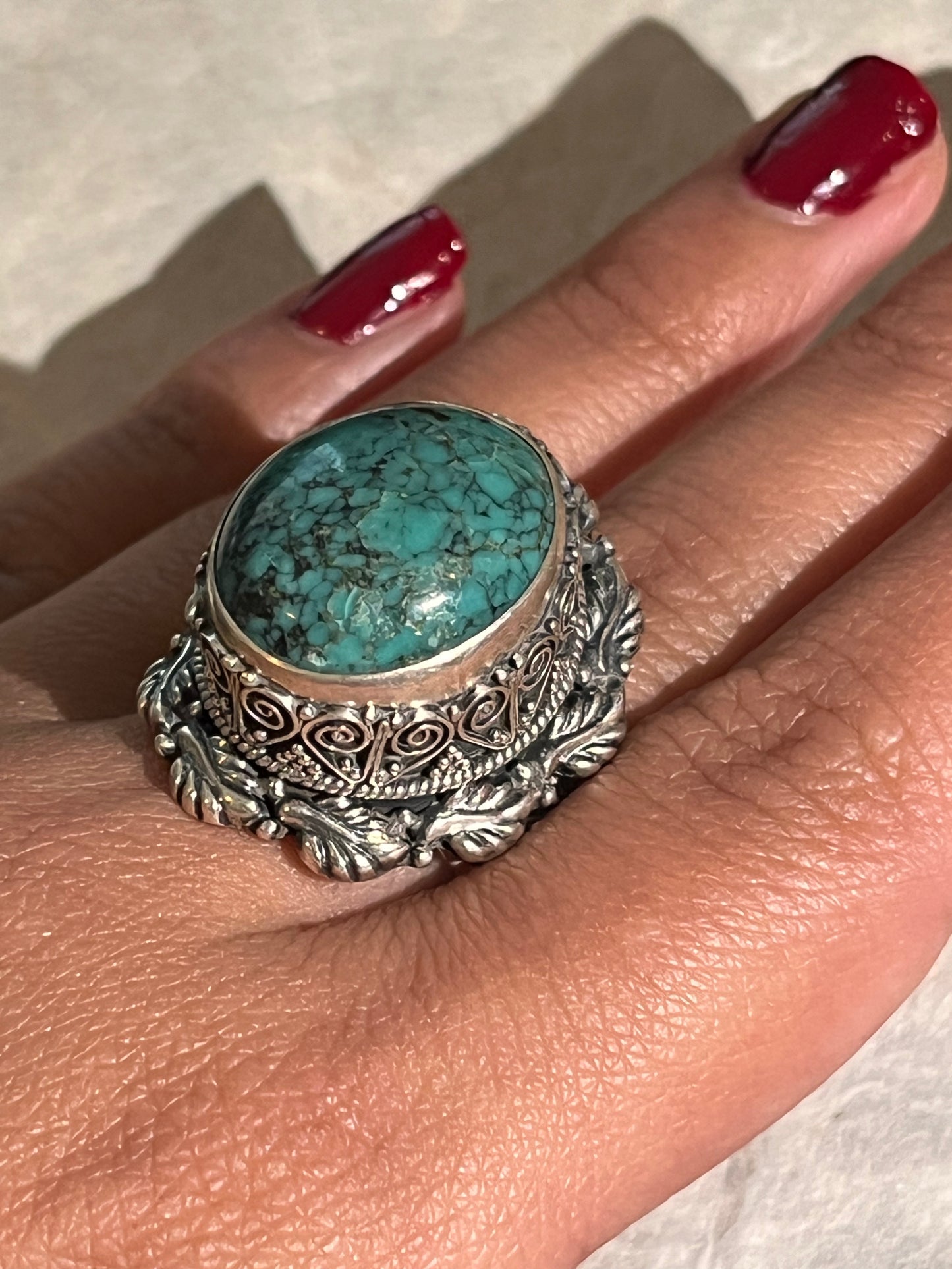 Statement Natural Turquoise Rings/Sterling Silver