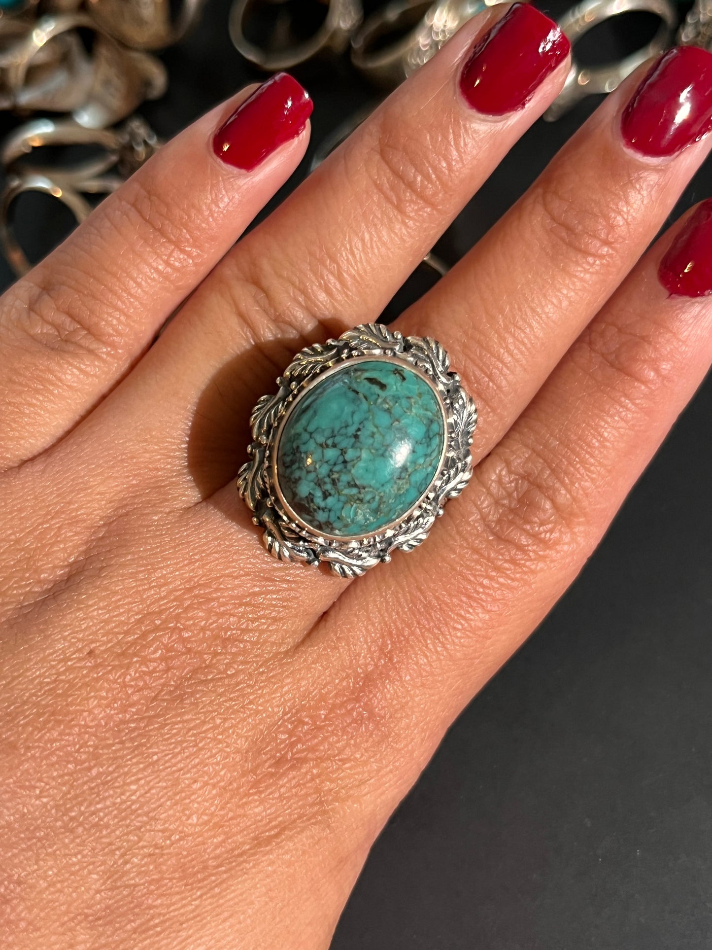 Statement Natural Turquoise Rings/Sterling Silver