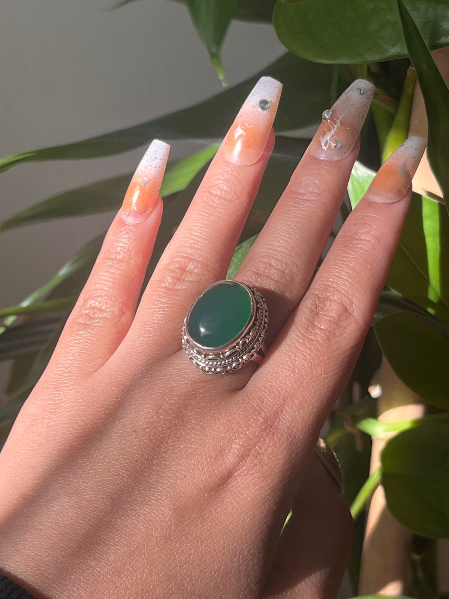 Authentic Green Chalcedony Handmade Sterling Silver ring