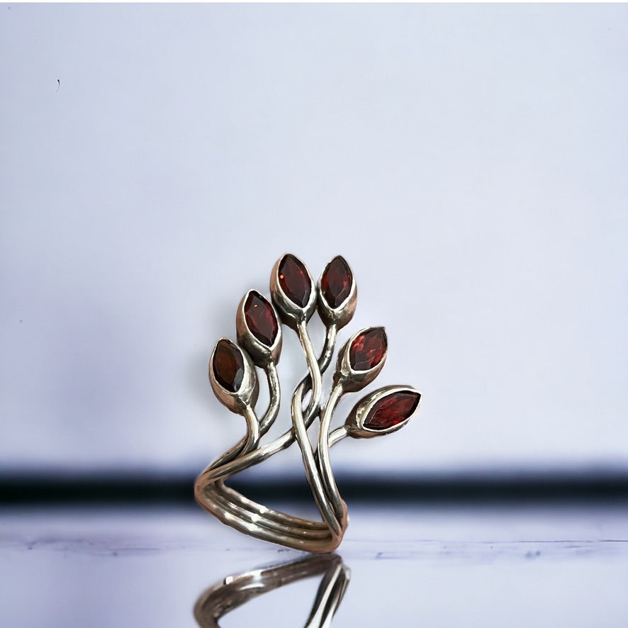 Natural Pyrope Garnet Statement Ring