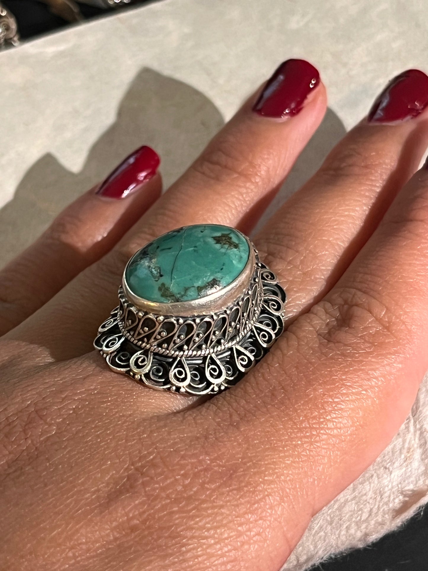 Statement  Natural Turquoise Rings/Sterling Silver