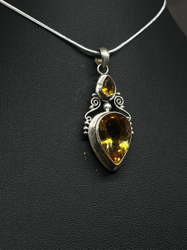 Citrine Elegant Pendant/Handmade/Sterling Silver