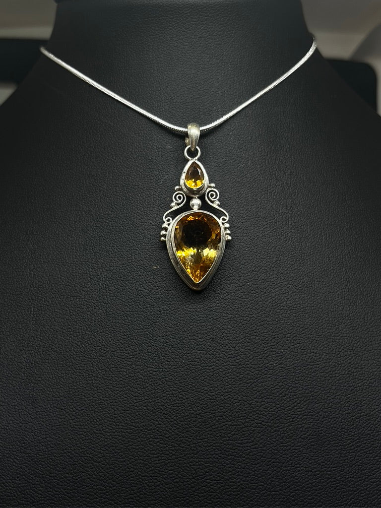 Citrine Elegant Pendant/Handmade/Sterling Silver