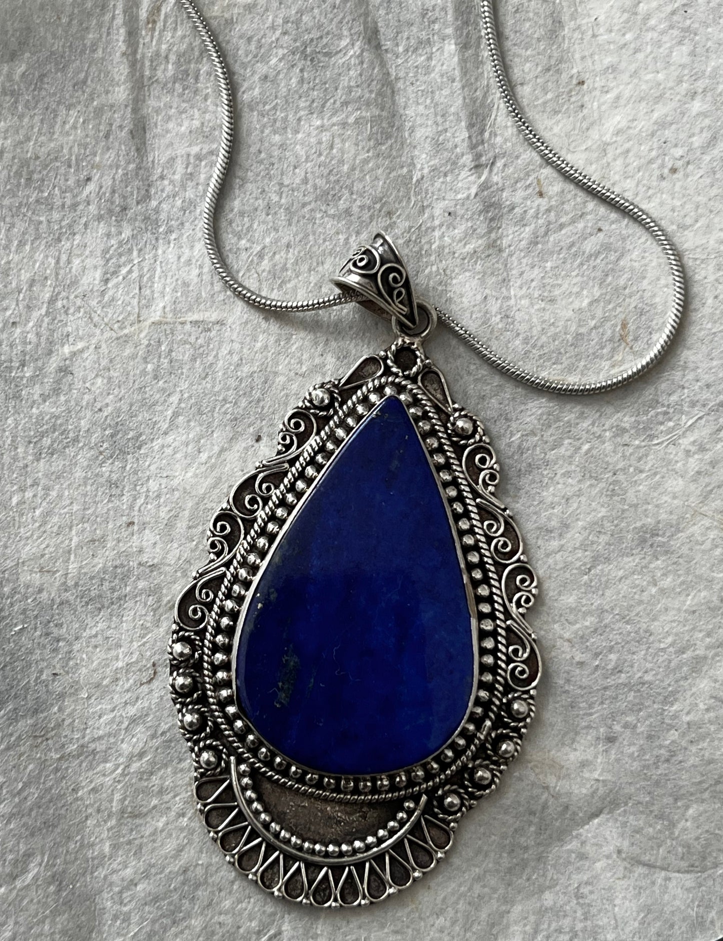 Authentic and Elegant Lapis lazuli pendant/handmade/925 sterling silver