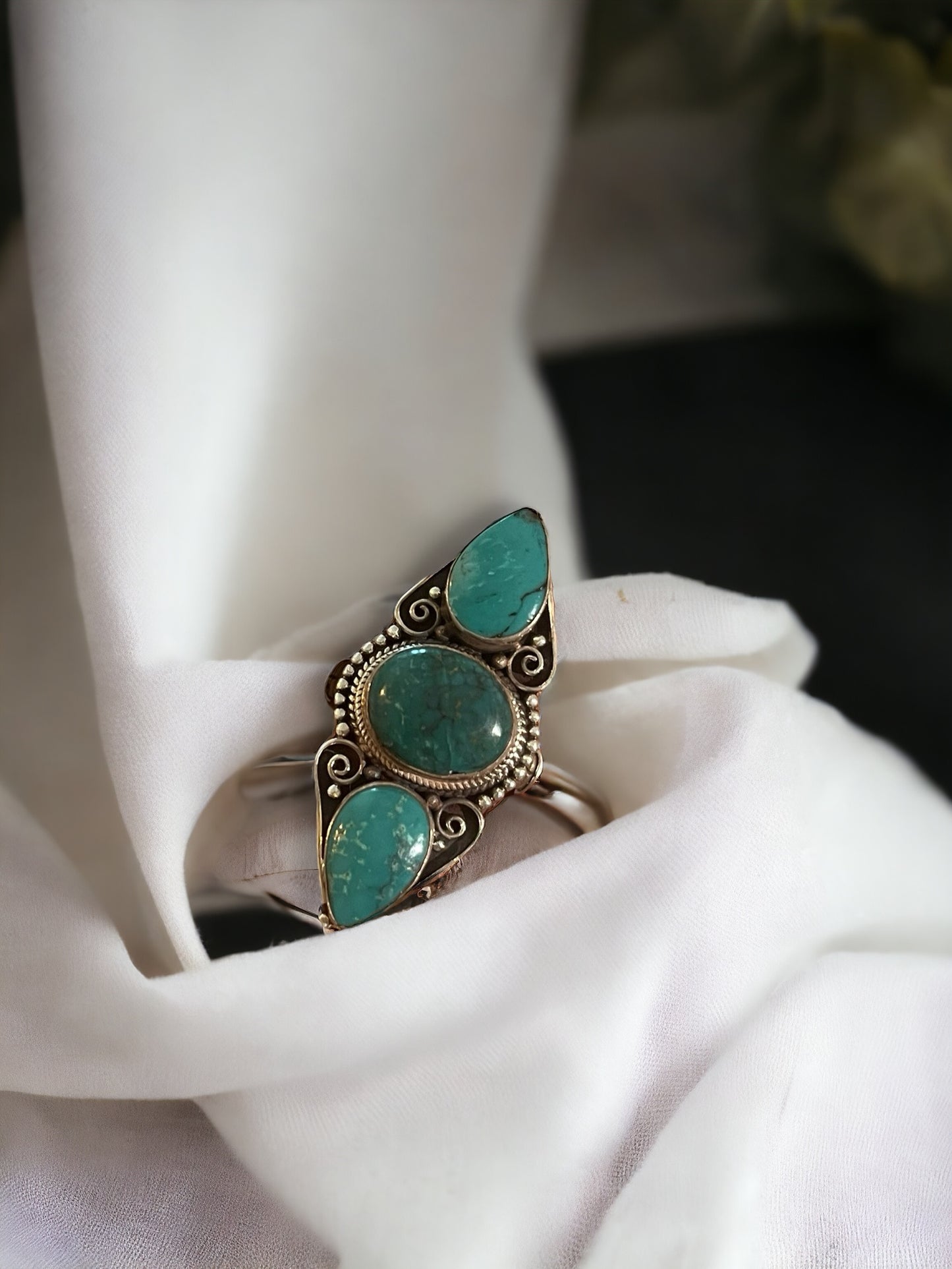 Vintage Natural Turquoise RIng/ Sterling Silver