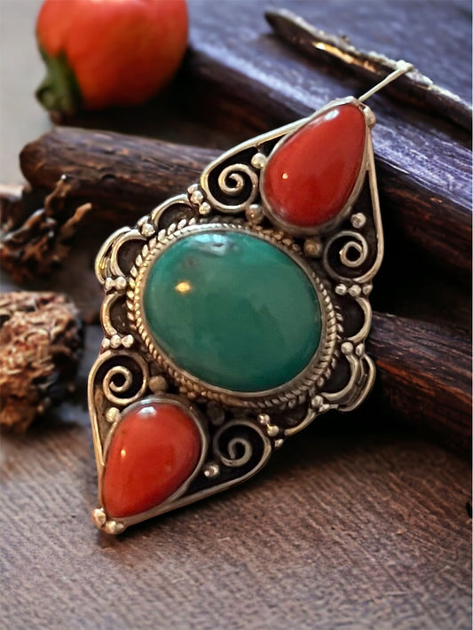 Turquoise Carnelian Sterling Silver Ring