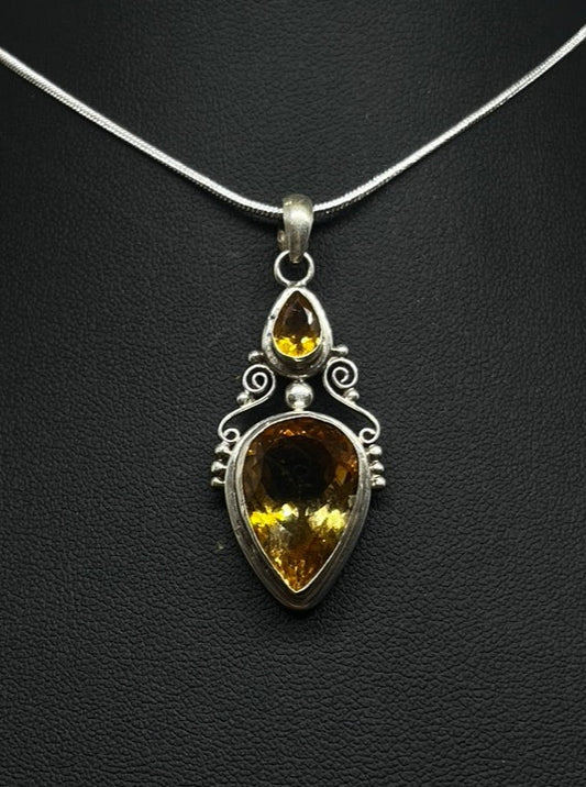 Citrine Elegant Pendant/Handmade/Sterling Silver