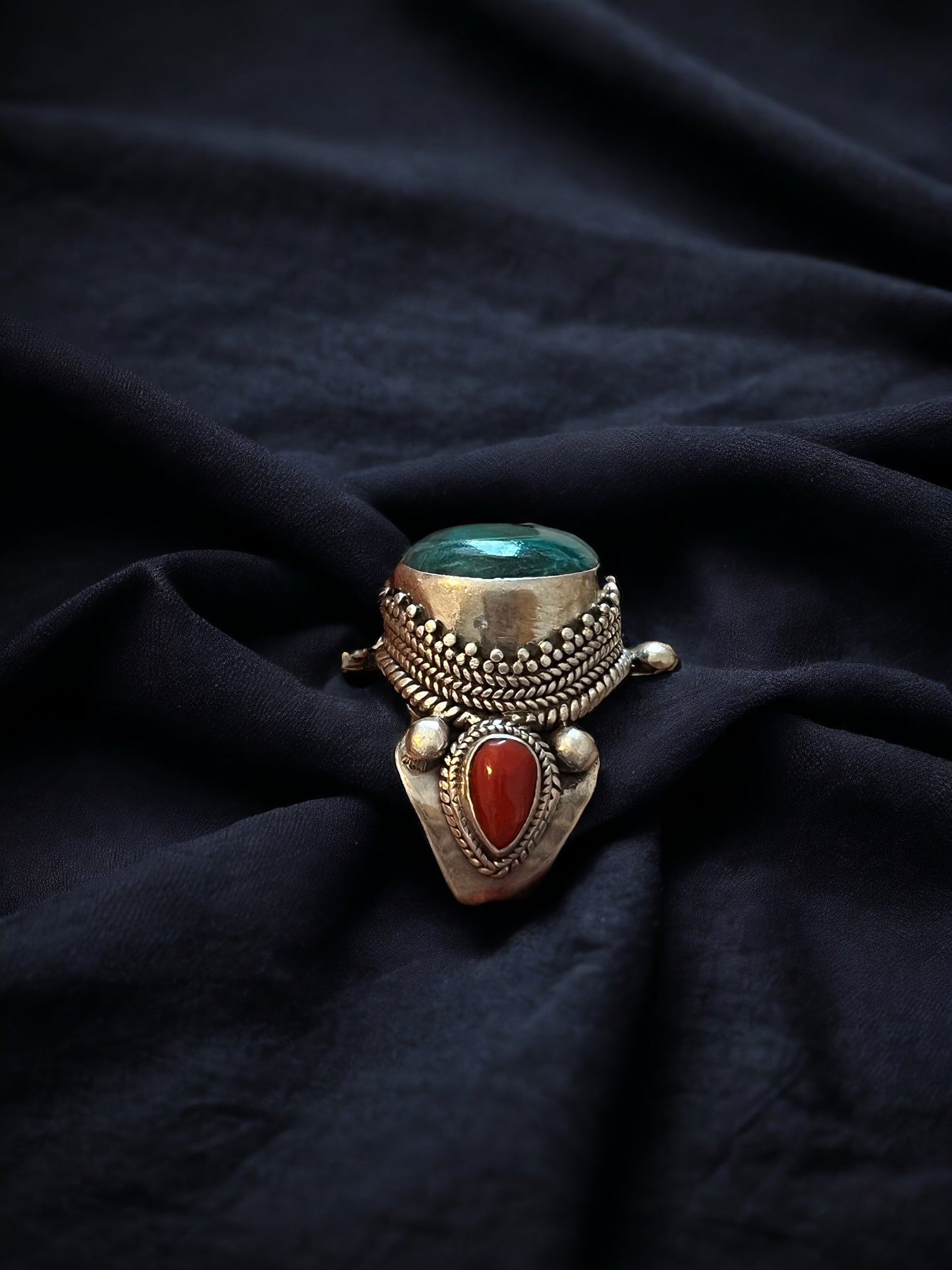 Turquoise Carnelian Ring/Sterling Silver/Handcrafted