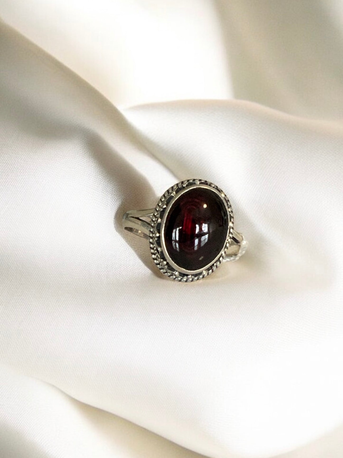 “Scarlet Grace”- Garnet Adjustable Ring