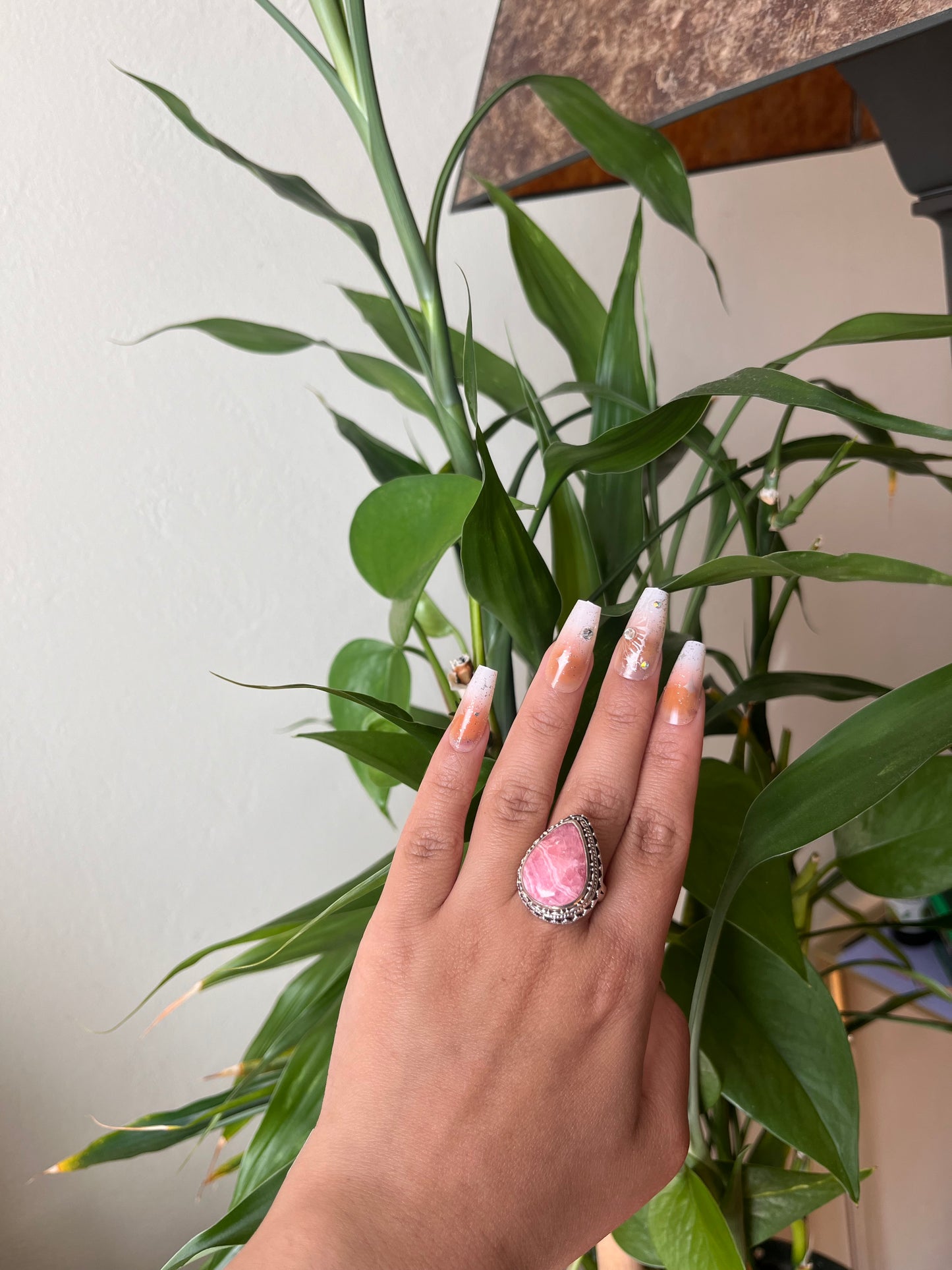 Natural Rhodochrosite Ring / Sterling Silver