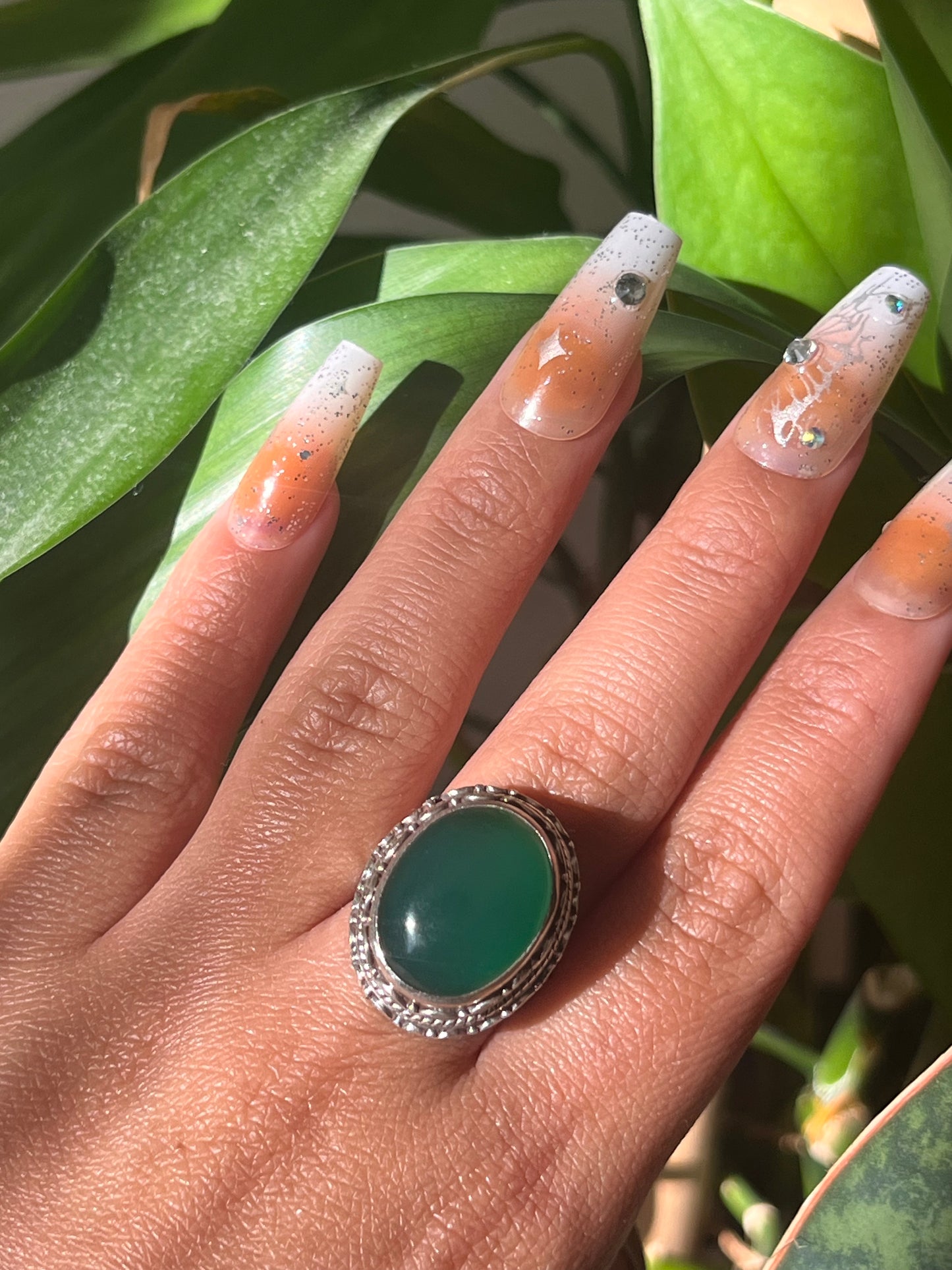 Authentic Green Chalcedony Handmade Sterling Silver ring