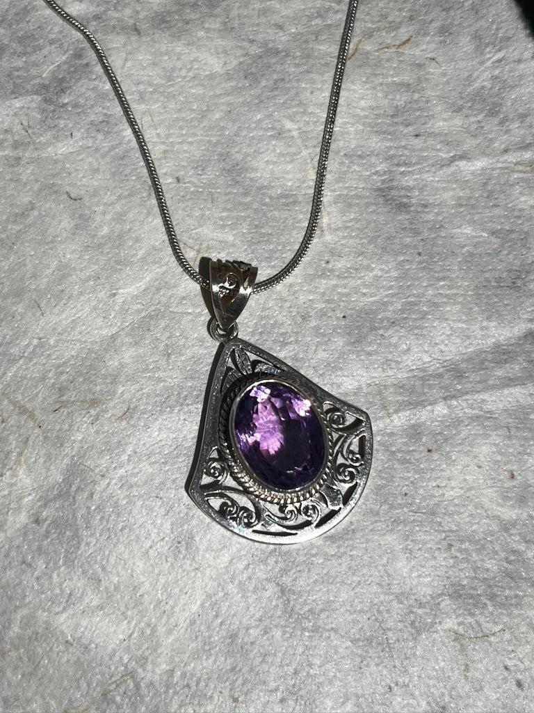 Handcrafted Detailed Amethyst Pendants