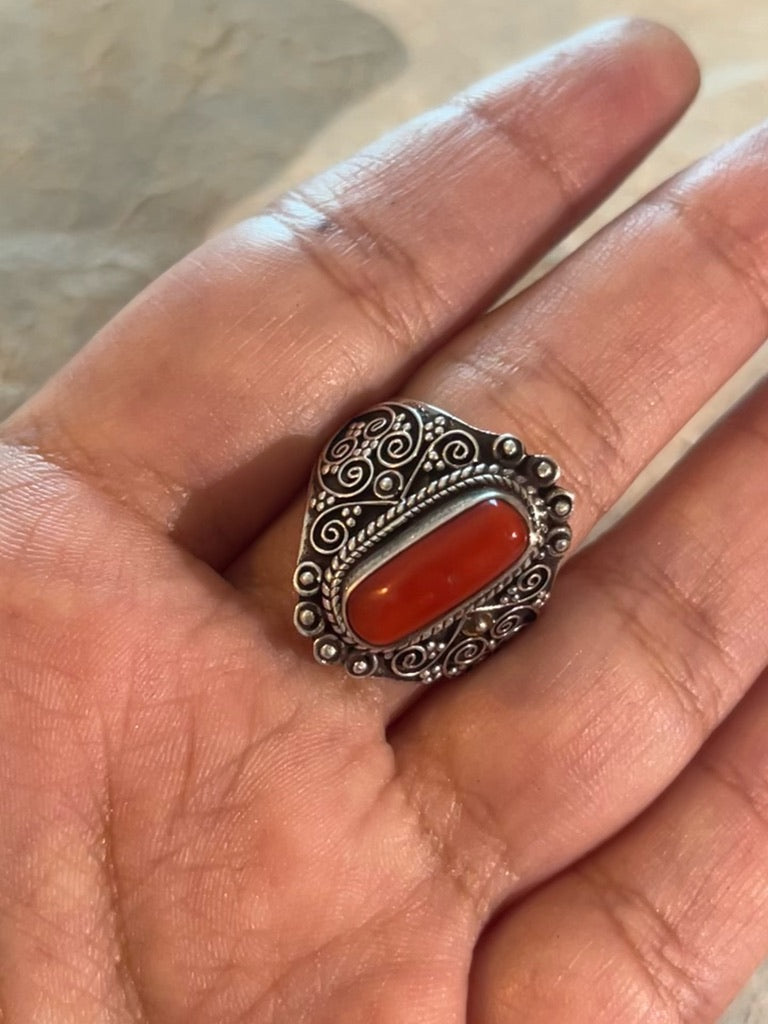 Medieval Carnelian Handcrafted Ring/ Sterling Silver