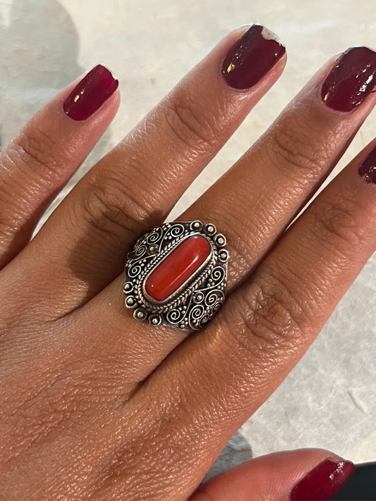 Medieval Carnelian Handcrafted Ring/ Sterling Silver