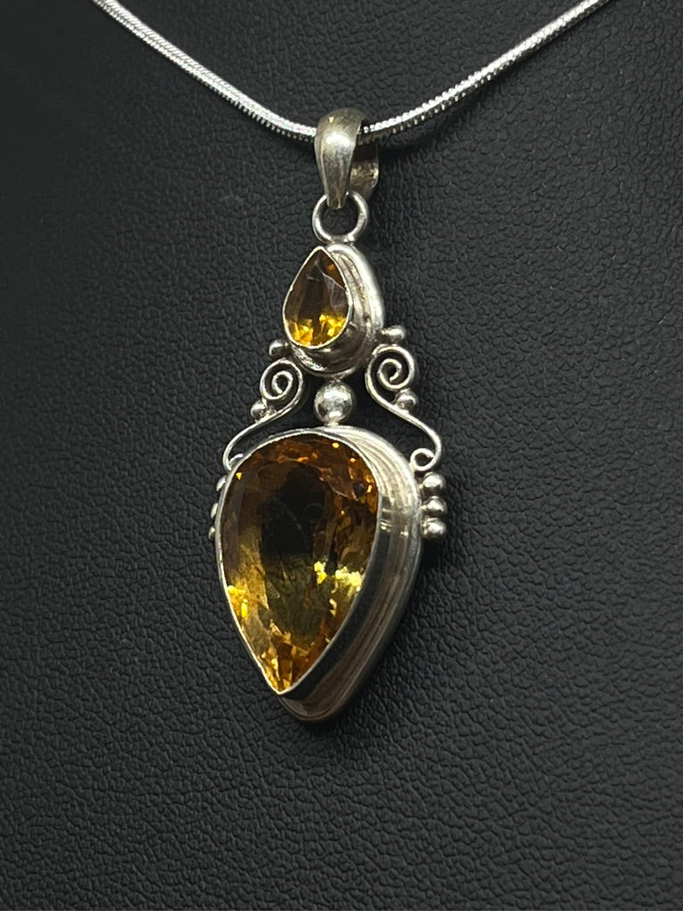 Citrine Elegant Pendant/Handmade/Sterling Silver