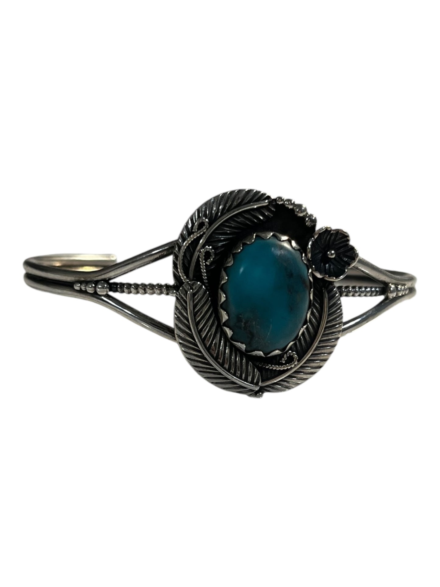 Plumeria Turquoise Cuff Bangle