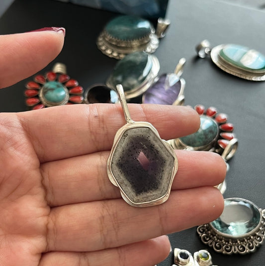 Raw Amethyst Pendant/Sterling Silver