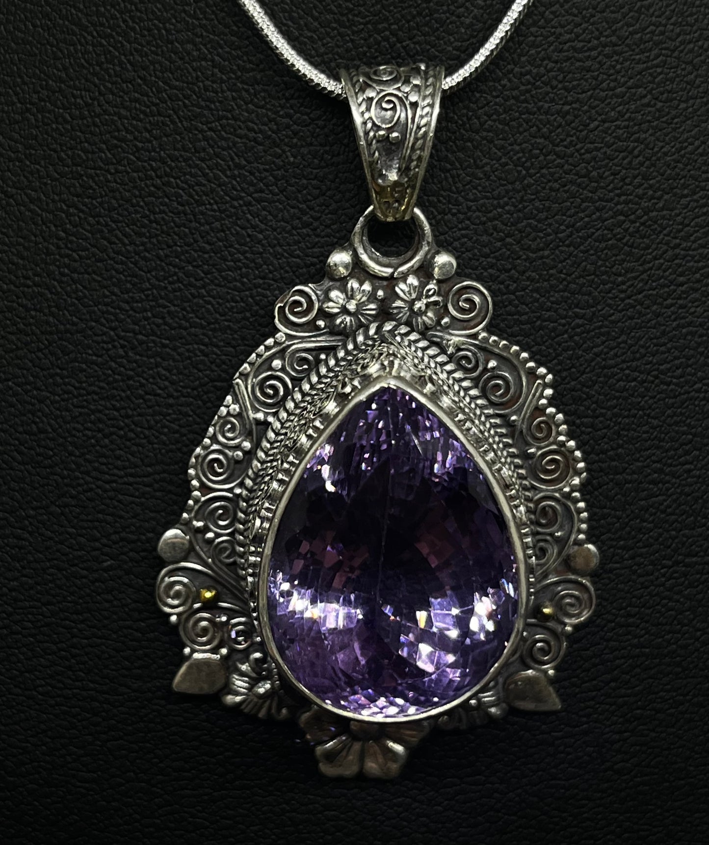 Authentic Amethyst Pendant/handmade/925 sterling silver