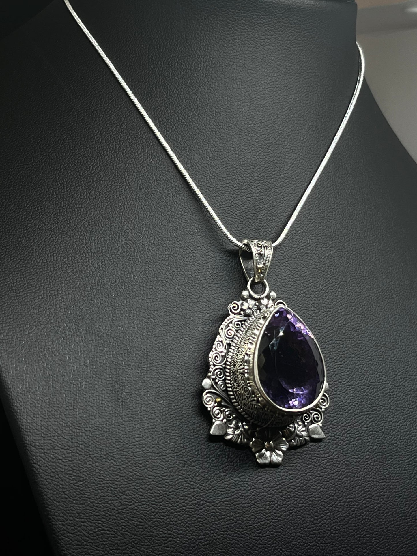 Authentic Amethyst Pendant/handmade/925 sterling silver