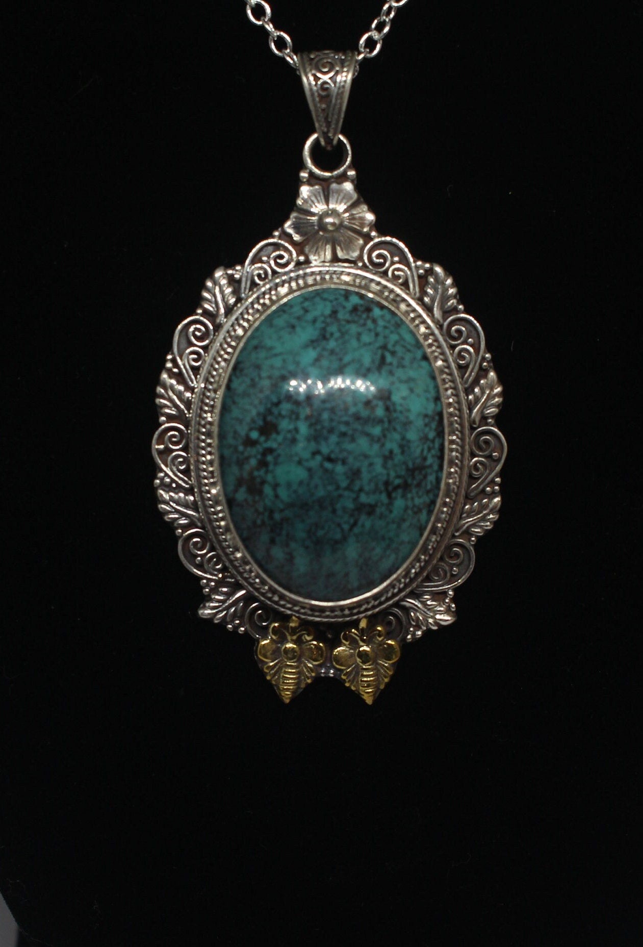 Statement Natural Turquoise Pendants / Sterling Silver